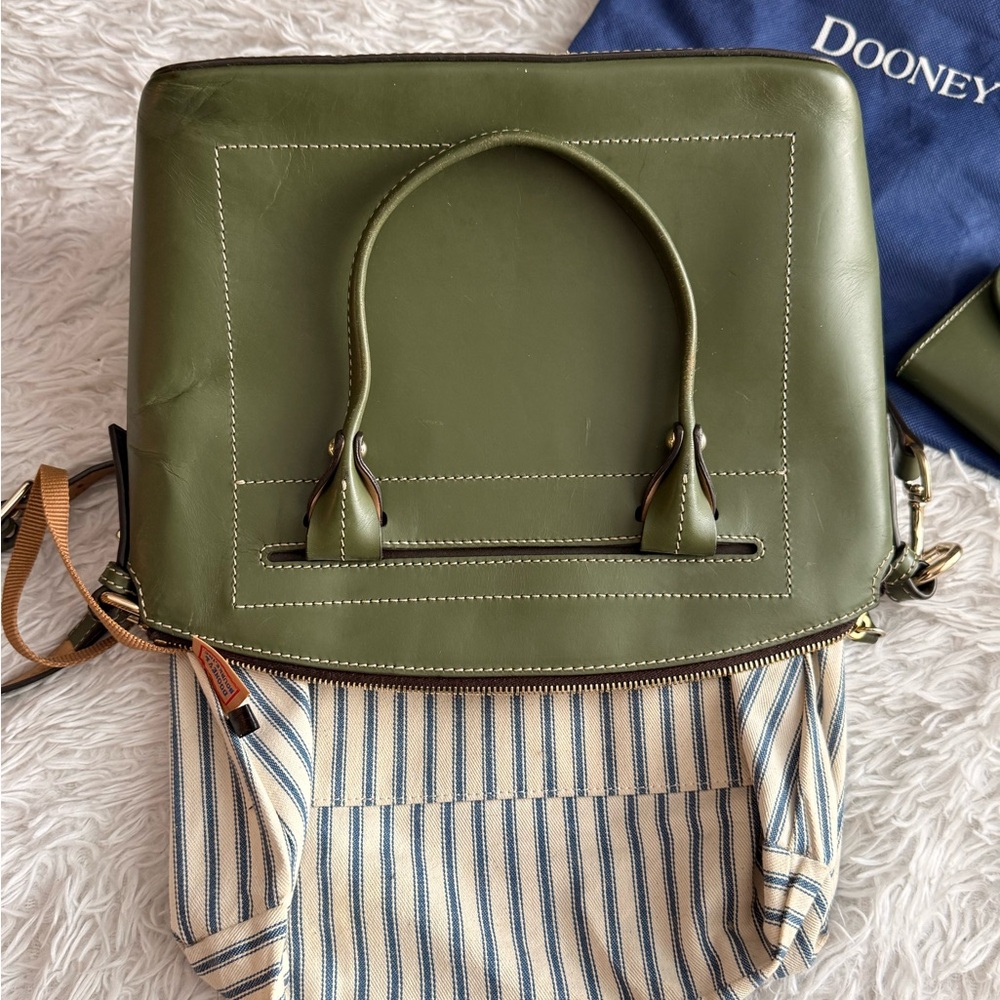 Dooney & Bourke Olive Green Leather Satchel Bag w/ Long Strap & Matching Wallet - Picture 8 of 11